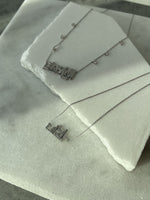 Load image into Gallery viewer, 7 Character Name Necklace - Aljohara with Hanging Diamonds - HIBA JABER