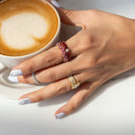 Load image into Gallery viewer, Zigzag Pear Pink Sapphires Droplet Ring