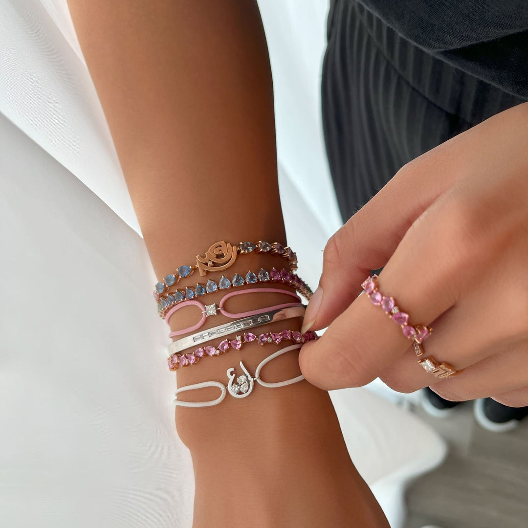 Customized Sapphire Gemstone Bracelet with Letters