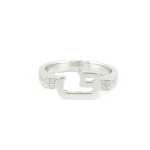Load image into Gallery viewer, Flat Top Initial Pinki Ring - White Gold