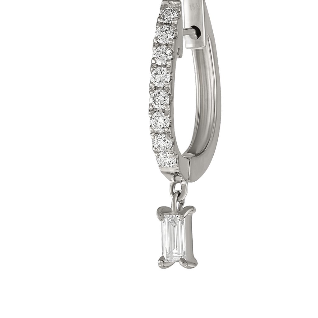 Baguette Drop Hoops - Earring Per Piece - HIBA JABER