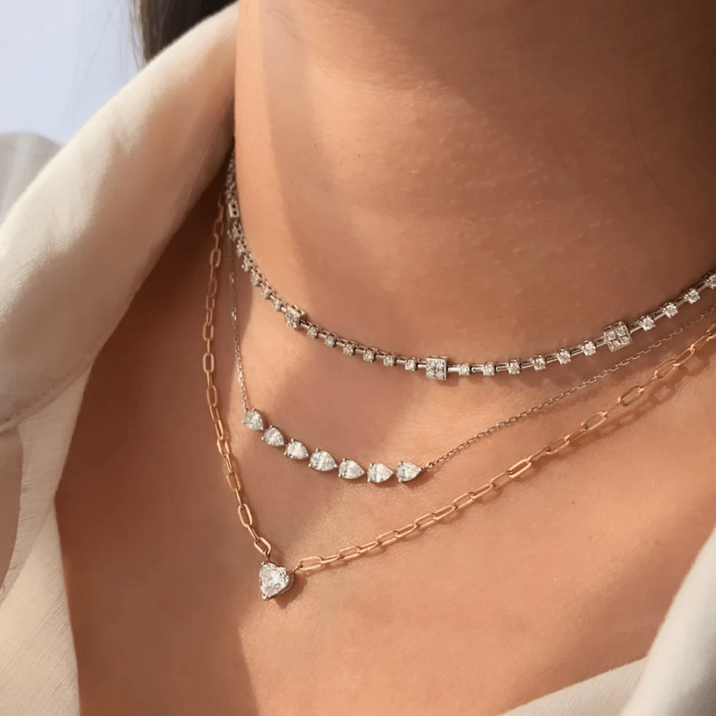 Chained Up Heart Diamond Necklace 0.71ct - HIBA JABER