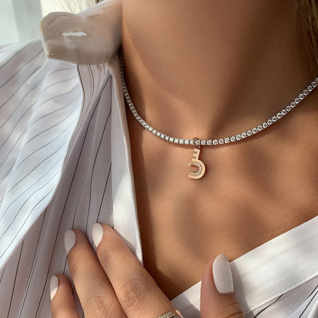 Charm Pendant With Two Letters/ One Set in diamonds - HIBA JABER