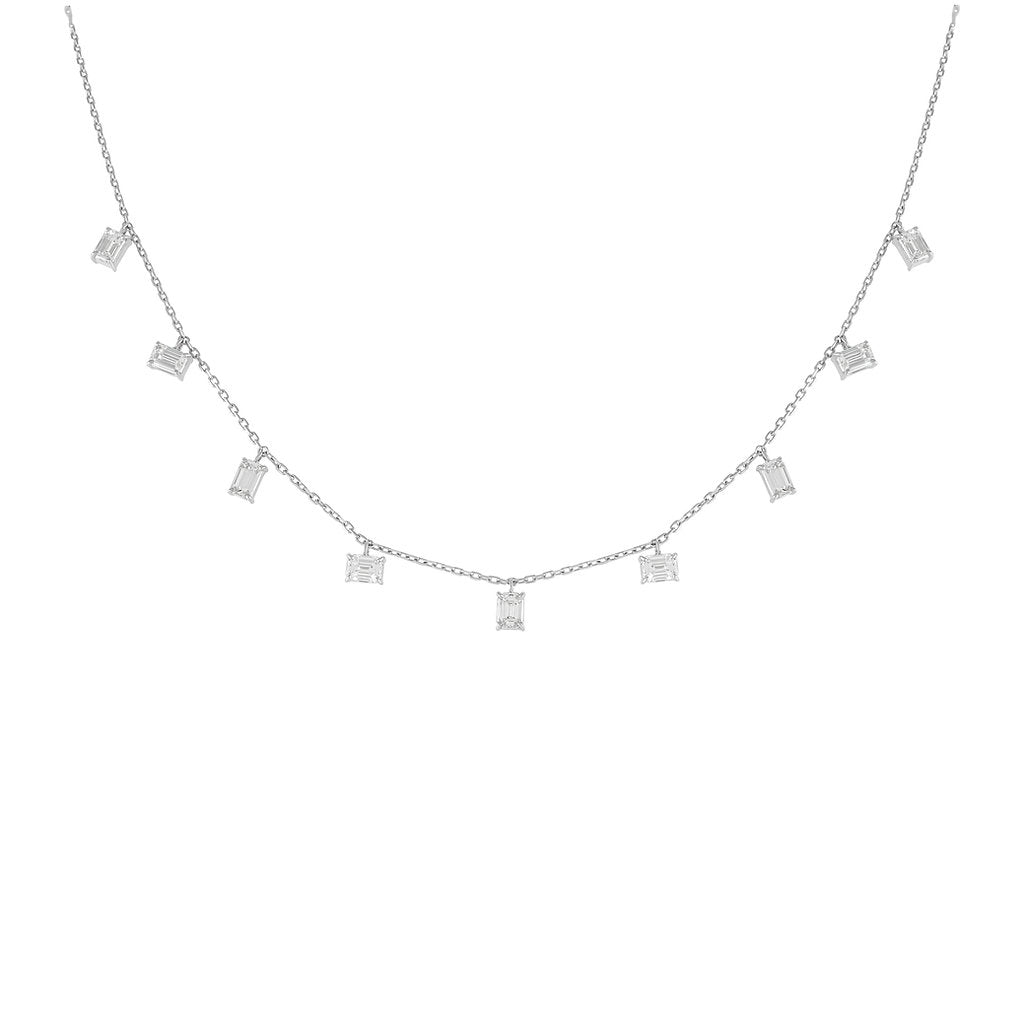 Choker with Hanging Baguette Cut Diamonds - HIBA JABER