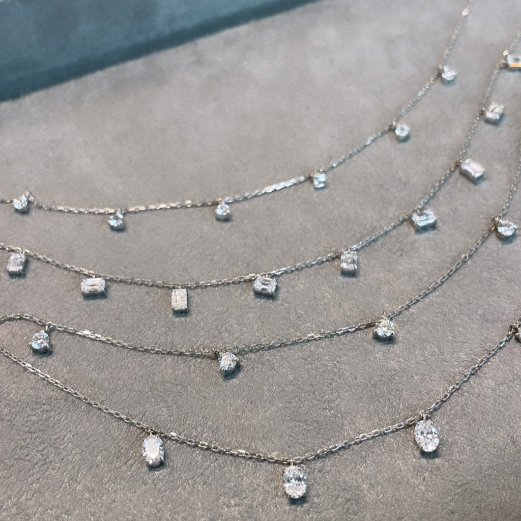Choker with Hanging Oval Cut Diamonds - HIBA JABER
