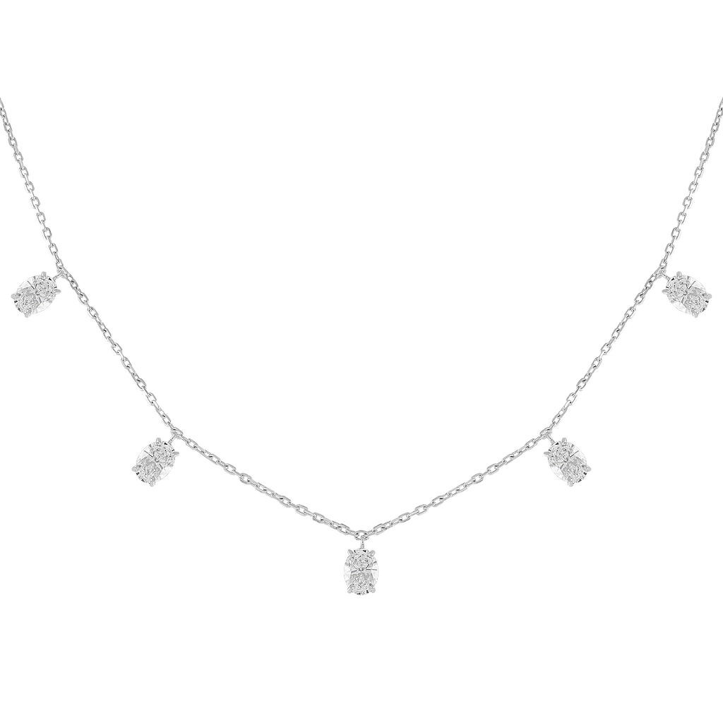 Choker with Hanging Oval Cut Diamonds - HIBA JABER
