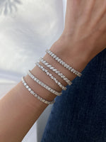 Load image into Gallery viewer, Diamond Sideway Emerald Setting Diamond Tennis Bracelet 0.20ct Each - HIBA JABER