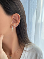 عرض الصورة في المعرض، Duo Emerald Stud Earring - Single Piece - HIBA JABER