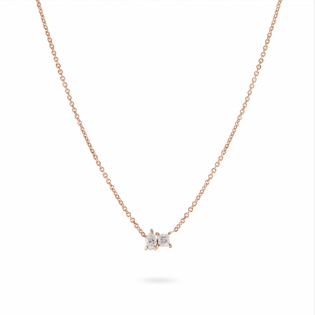 Duo Sparkle Diamond Necklace - 18 - k - rose - gold - HIBA JABER