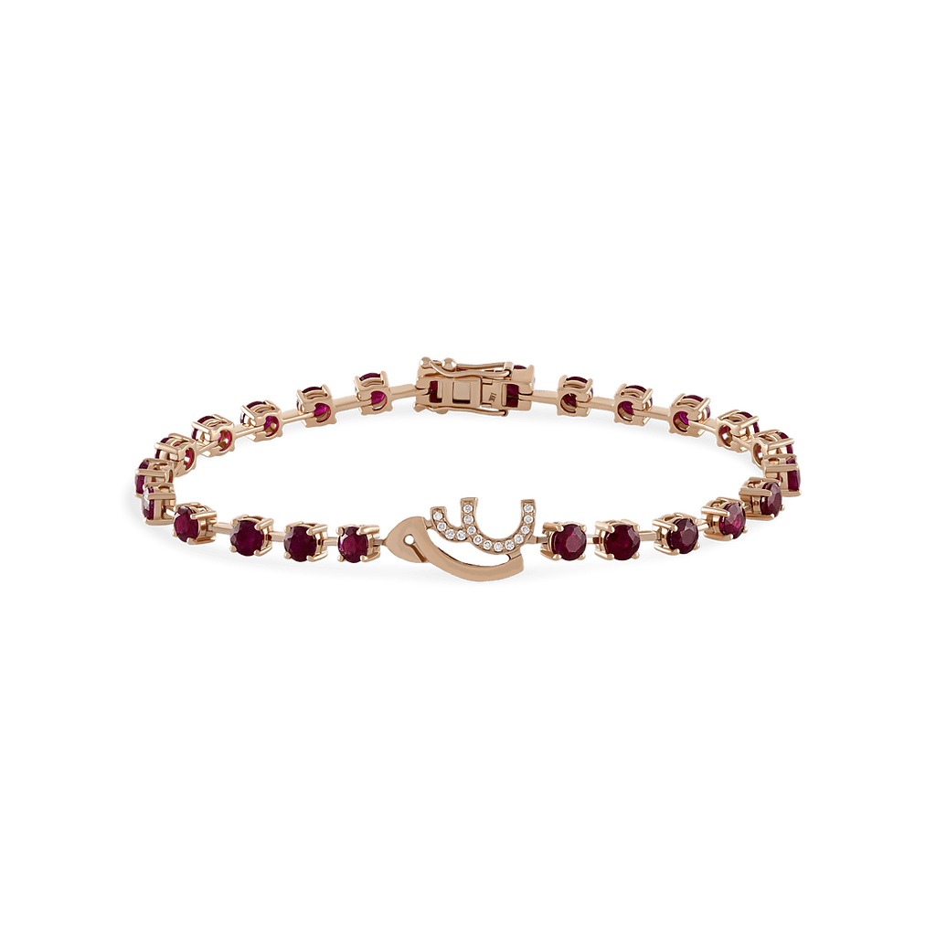 Elegant Ruby Spaced - Out Bracelet with Customized Initials - HIBA JABER