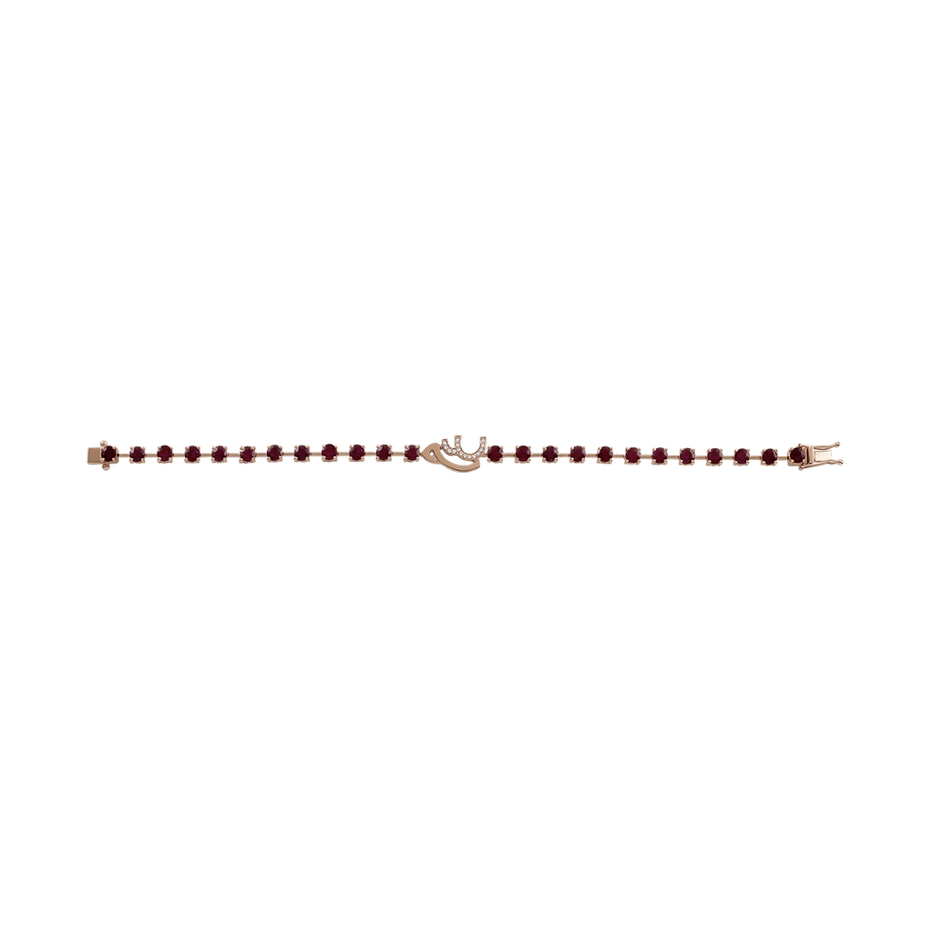 Elegant Ruby Spaced - Out Bracelet with Customized Initials - HIBA JABER