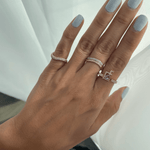 Load image into Gallery viewer, Flat Top Initial Bold Gemstone Open Ring - HIBA JABER