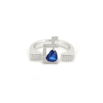 Load image into Gallery viewer, Flat Top Initial Bold Gemstone Open Ring - HIBA JABER
