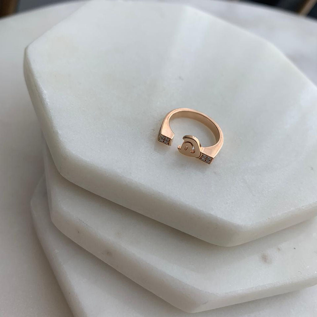 Flat Top Initial Pinki Ring - HIBA JABER