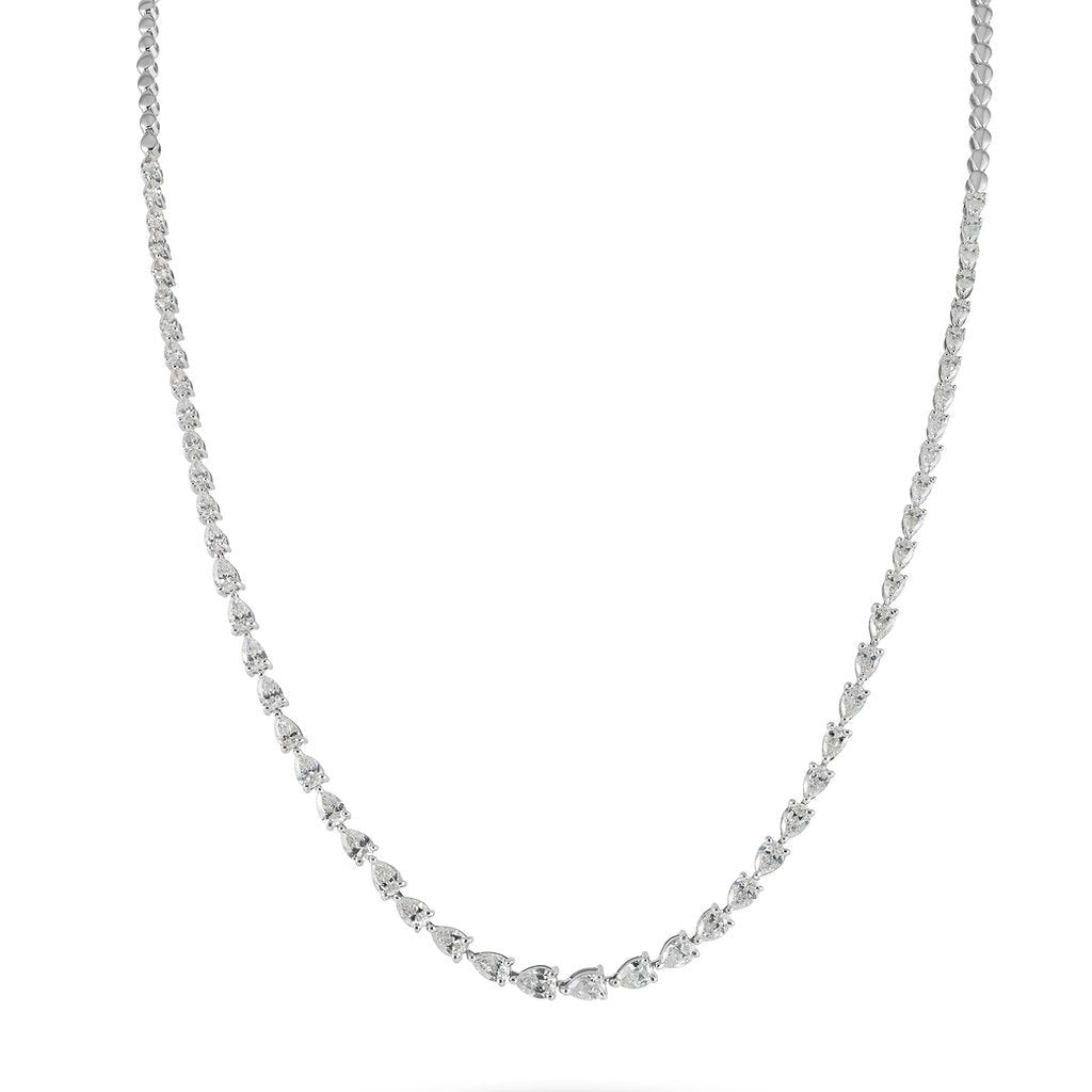 Gradual Pear Diamond Tennis Necklace - HIBA JABER