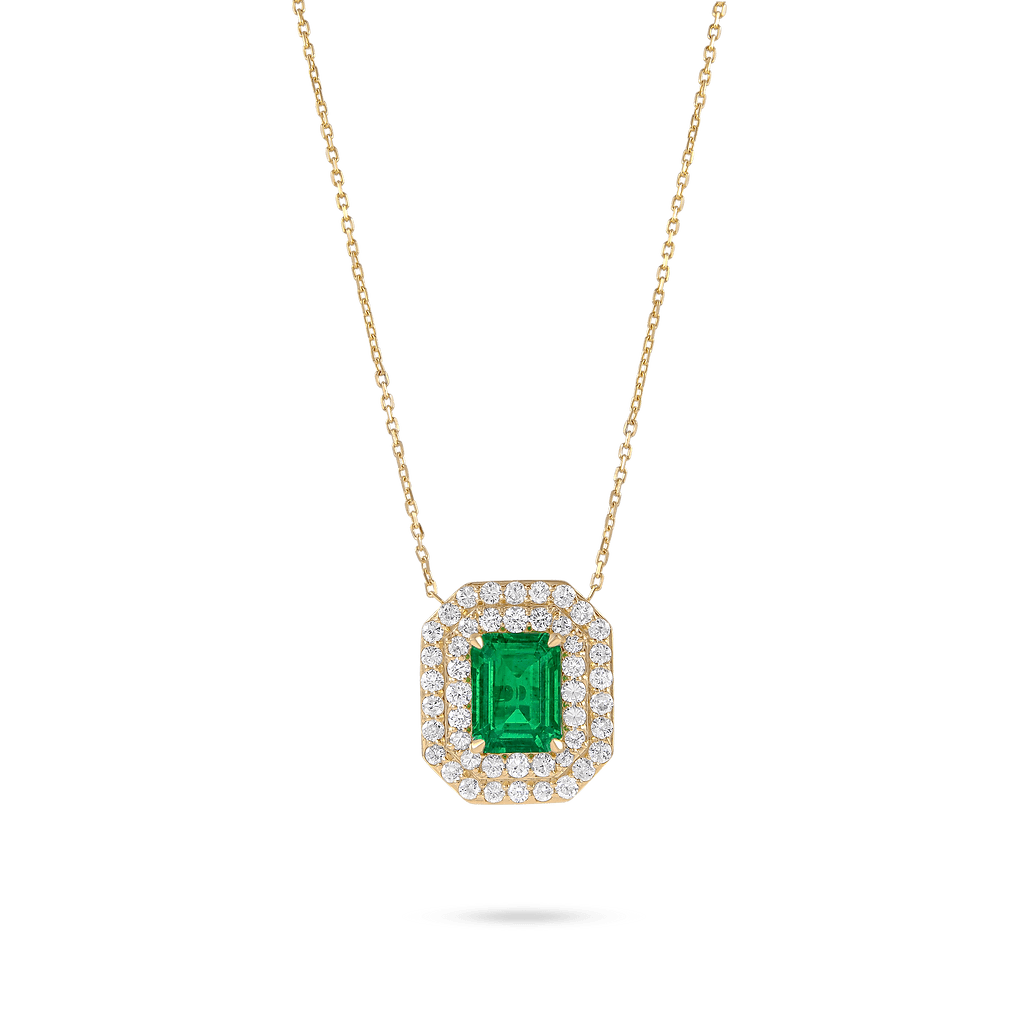 Halo Emerald Necklace - HIBA JABER
