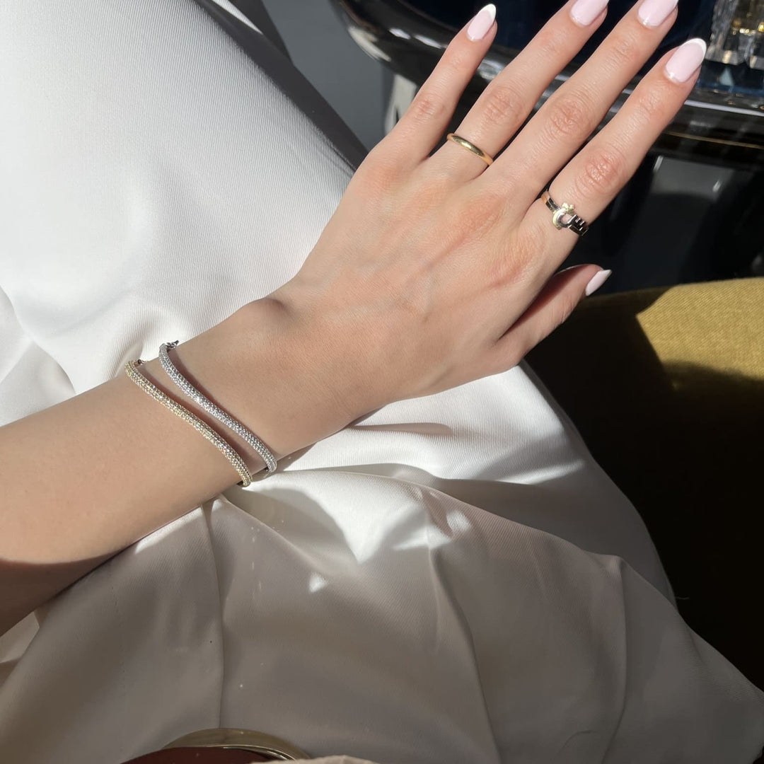 Infinity Bold Bangle with Diamonds - HIBA JABER