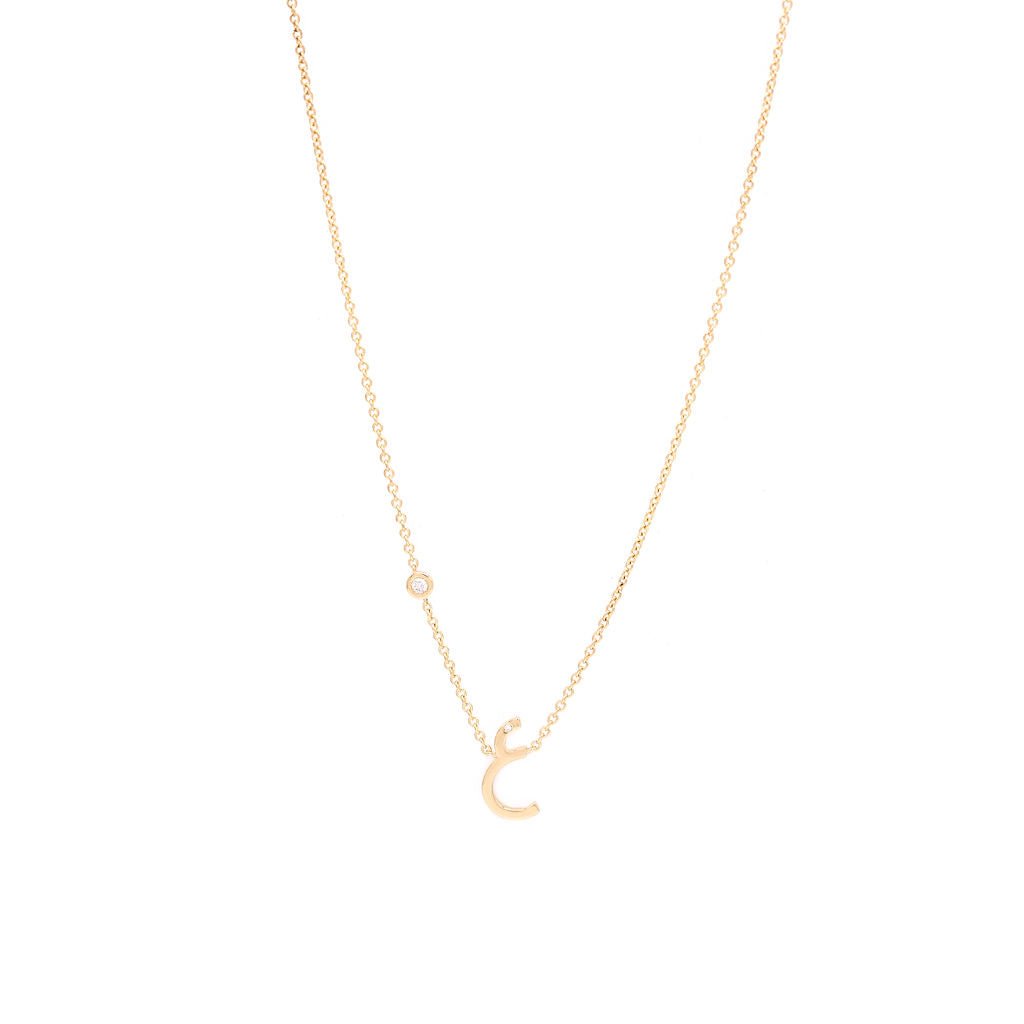 Initial Gold Necklace - With a diamond sparkle - HIBA JABER