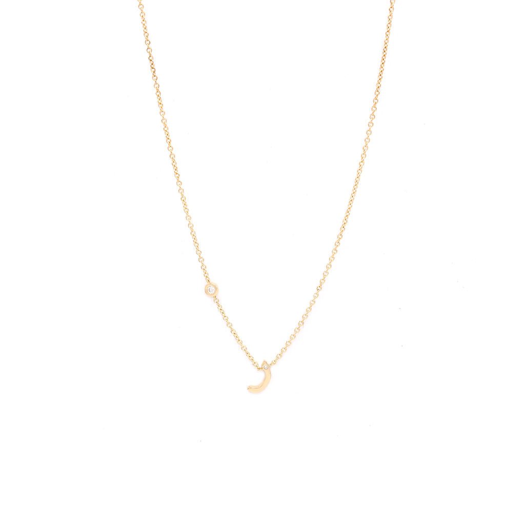 Initial Gold Necklace - With a diamond sparkle - HIBA JABER