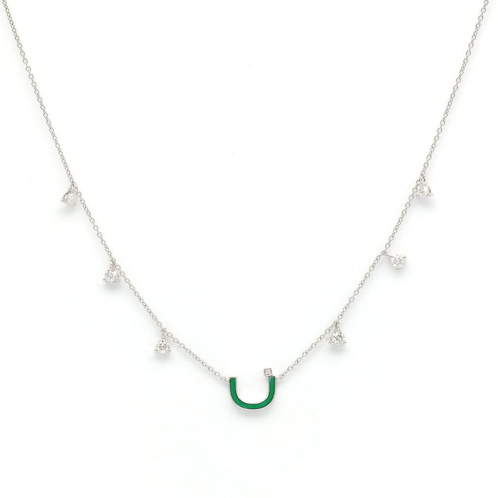 Initial Hanging Diamond Necklace - Saudi National Day - HIBA JABER