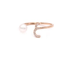Load image into Gallery viewer, Initial Pearl Drop Ring - Diamonds - HIBA JABER