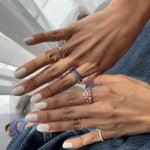 Load image into Gallery viewer, Initial Thick Open Ring - With Princess Cut Diamond - HIBA JABER