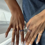 Load image into Gallery viewer, Initial Thick Open Ring - With Princess Cut Diamond - HIBA JABER