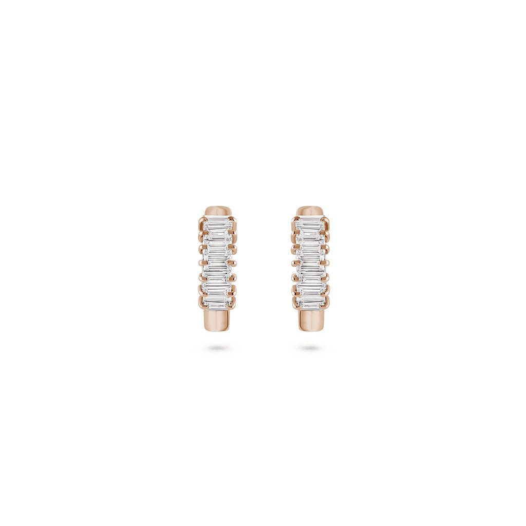 Large Baguette Diamond Hoops - HIBA JABER