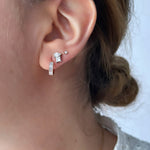 Load image into Gallery viewer, Large Baguette Diamond Hoops - HIBA JABER