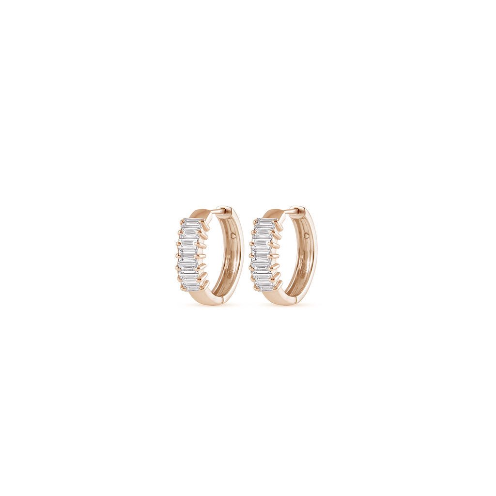 Large Baguette Diamond Hoops - HIBA JABER