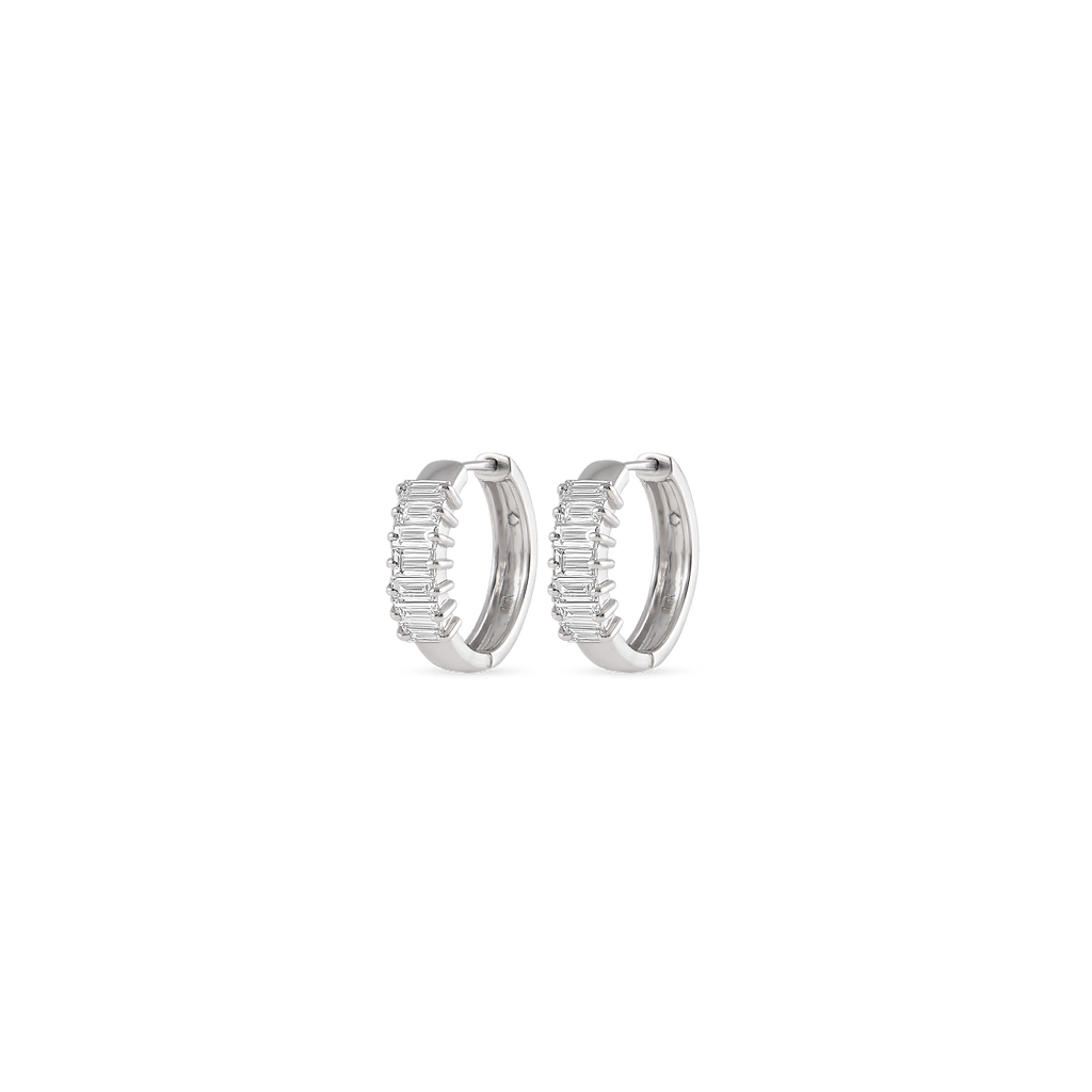 Large Baguette Diamond Hoops - HIBA JABER