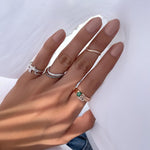 تحميل الصورة في عارض المعرض, Letter with a Gemstone Thick Duo Rings - H - HIBA JABER