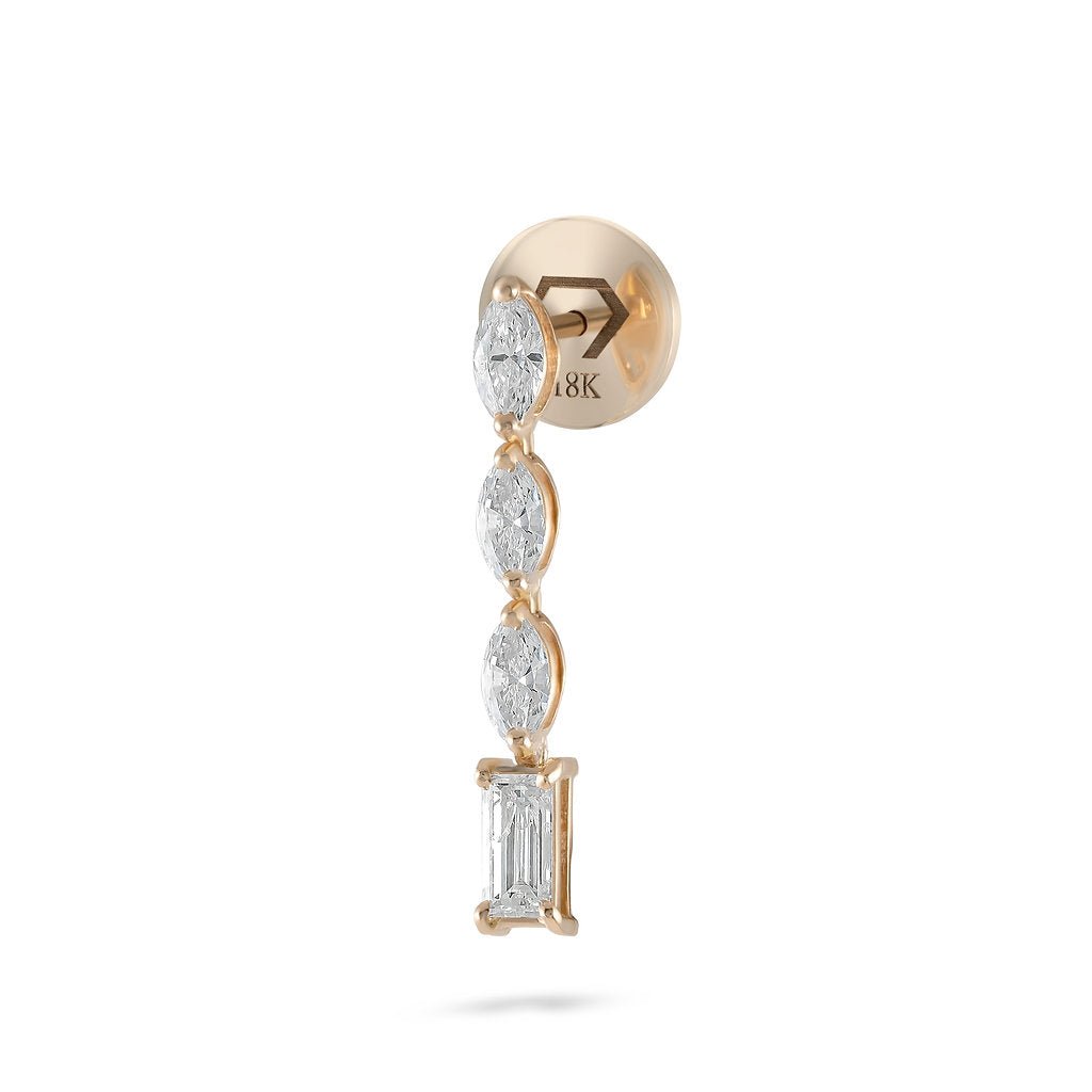 Marquise and Emerald Vertical Diamond Earring - HIBA JABER