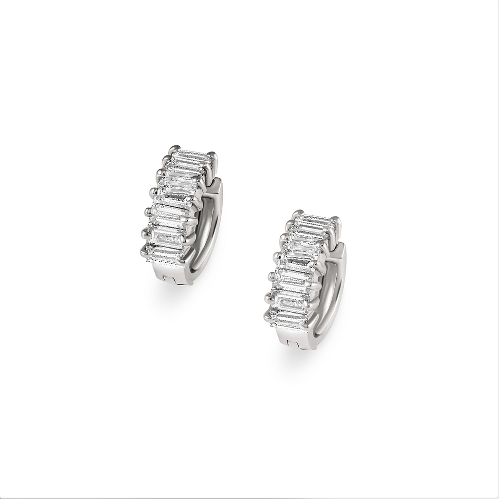 Mini Baguette Diamond Hoops - Set - HIBA JABER