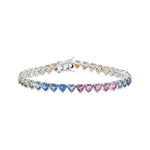Load image into Gallery viewer, Multi Colored Heart Sapphire Bracelet - White Gold - HIBA JABER