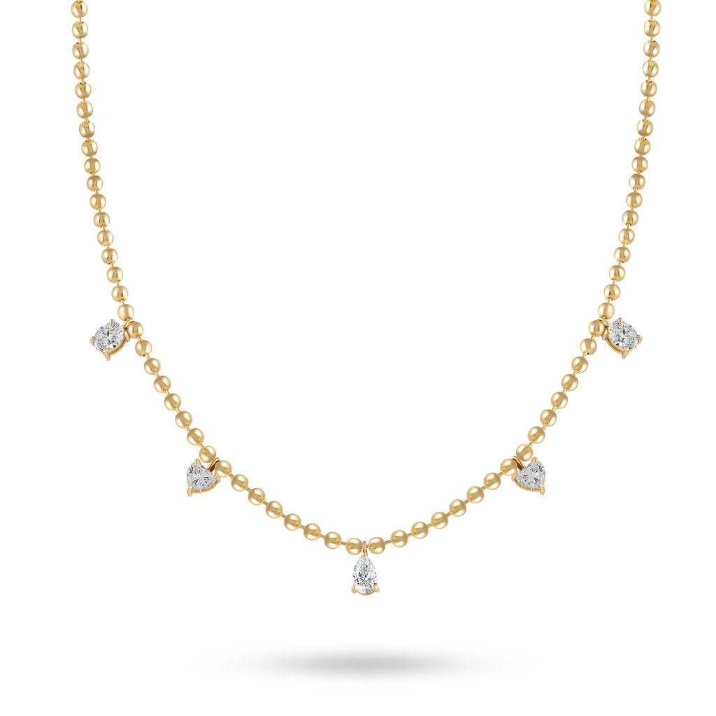 Multi Diamond Droplet Choker - Yellow Gold - HIBA JABER