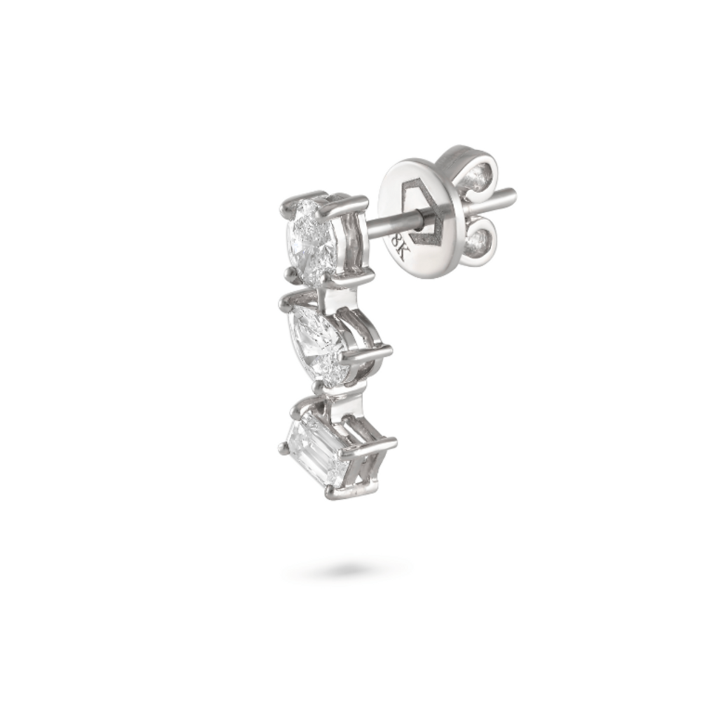 Multi Shaped Vertical Diamond Earrings | Miss - match set - HIBA JABER