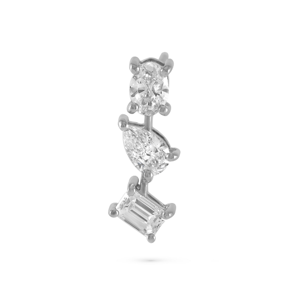 Multi Shaped Vertical Diamond Earrings | Miss - match set - HIBA JABER