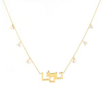 Load image into Gallery viewer, Nouf Name Necklace - with Hanging Diamonds - HIBA JABER