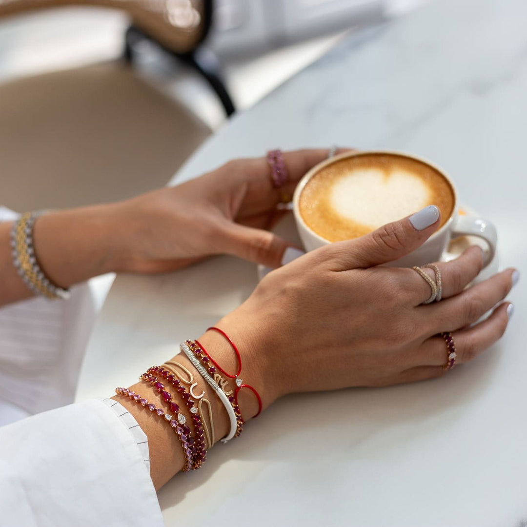 Odd One Out Bracelet | Oval Red Rubies - HIBA JABER
