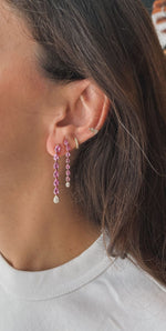 Load image into Gallery viewer, Odd One - Out Earrings | 7 Red Rubies - HIBA JABER