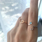 تحميل الصورة في عارض المعرض, Open Ring with Topaz with Letter - JEEM - HIBA JABER