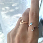 عرض الصورة في المعرض، Open خاتم مع Topaz مع Letter - JEEM - HIBA JABER