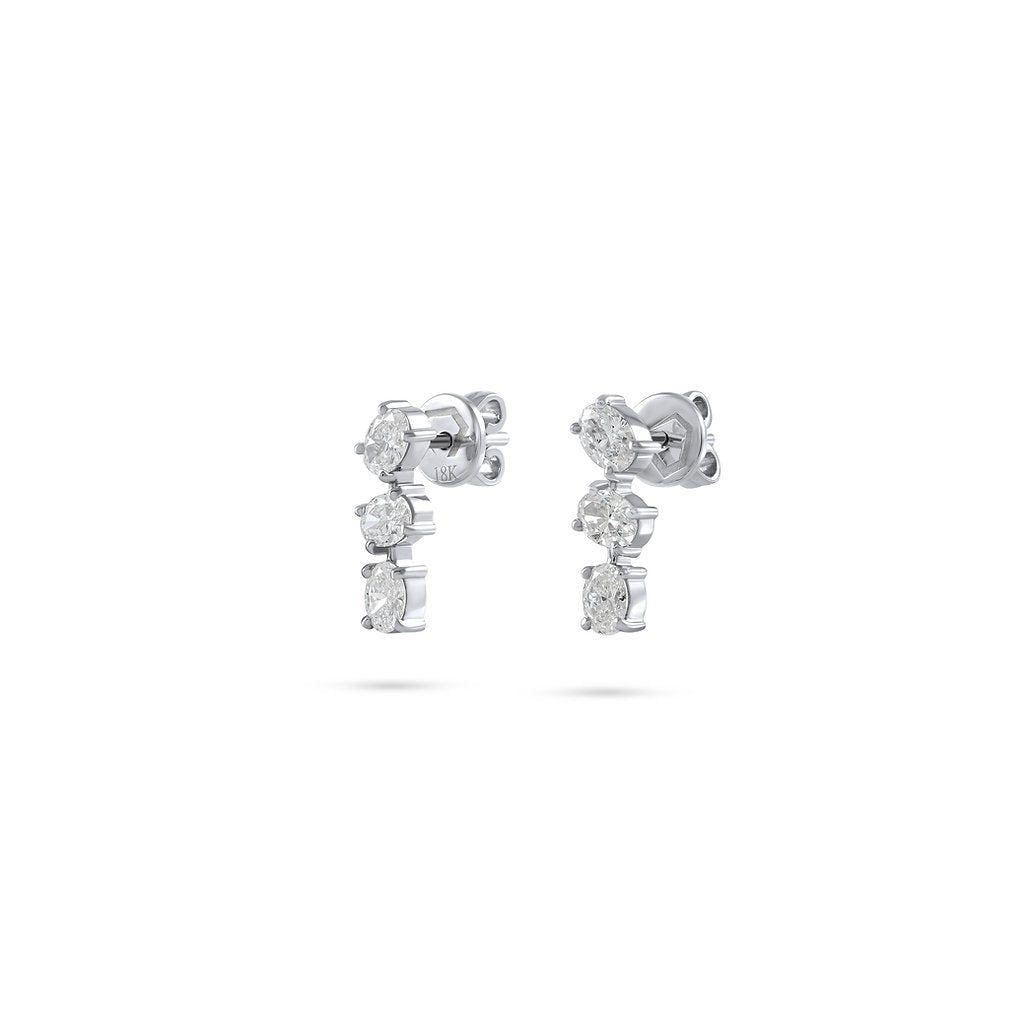 Oval Vertical Diamond Earrings - Matching Set - HIBA JABER