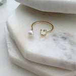 عرض الصورة في المعرض، Pearl قطرة خاتم - Plain - HIBA JABER