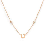 Load image into Gallery viewer, Plain Initial Gold Necklace - With diamonds on the Sides - HIBA JABER