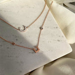 عرض الصورة في المعرض، Plain Initial ذهب قلادة - مع ألماس on the Sides - HIBA JABER