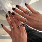تحميل الصورة في عارض المعرض, Sapphire Eternity Ring With an Odd Diamond - HIBA JABER