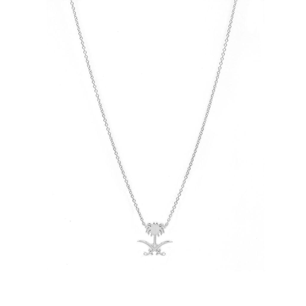 Saudi Emblem Rose Gold Necklace - White - HIBA JABER