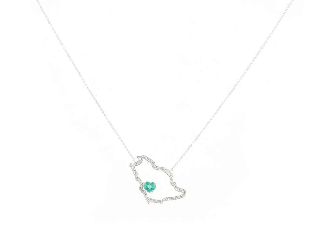 Saudi Map Heart Necklace - Saudi National Day - HIBA JABER